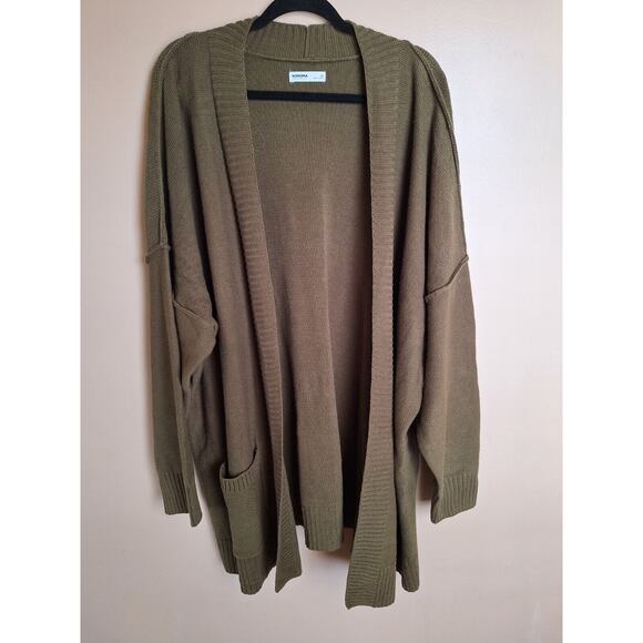 Sonoma Womans 4X Olive Green Open Front Cardigan Coastal‎ Tunic Sweater - Picture 1 of 12